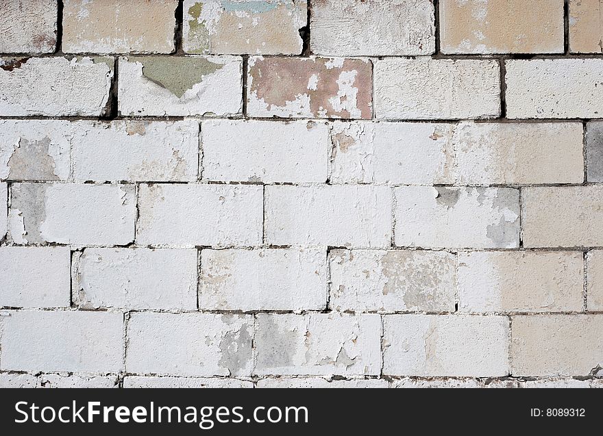 Old White Washed Cement Brick Wall