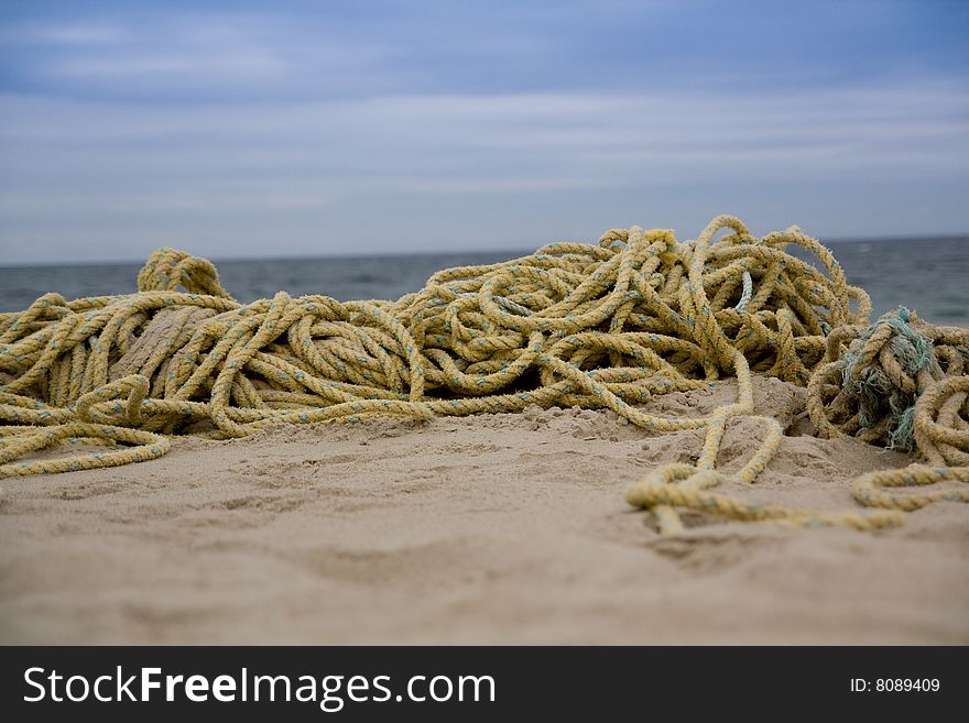 Rope on the beach in the sand
