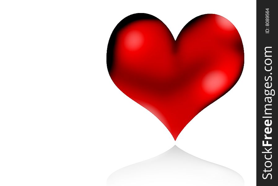 Red heart on white background. Abstract illustration