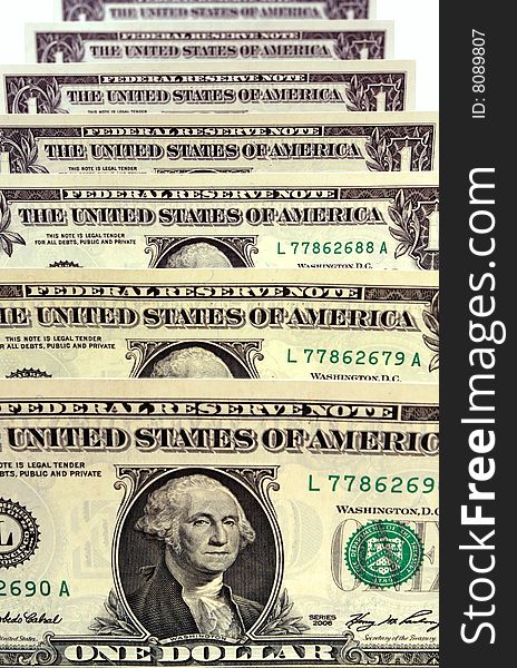 Dollar Bills Standing Up