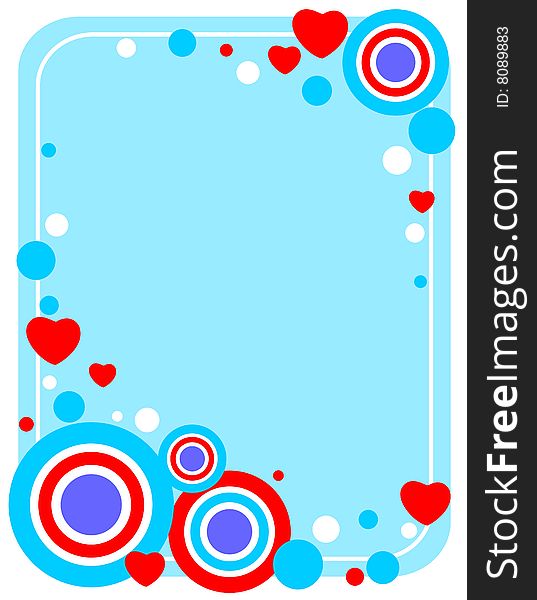 Abstract pattern with hearts and dots on a blue background. Abstract pattern with hearts and dots on a blue background.