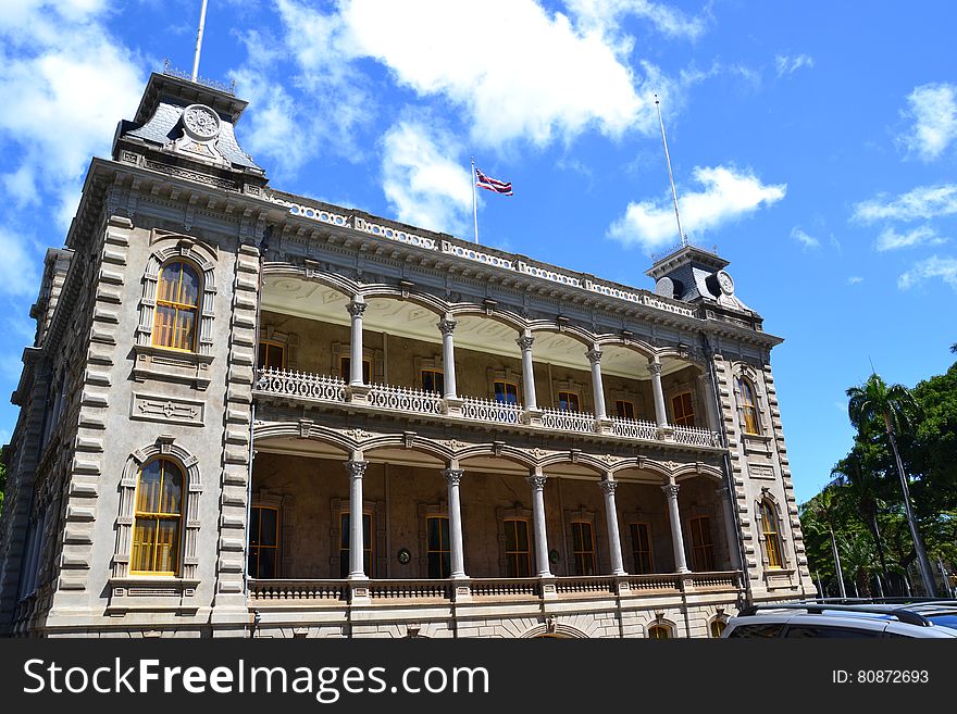 Exterior of the Iolani Palace in Honolulu, Hawaii