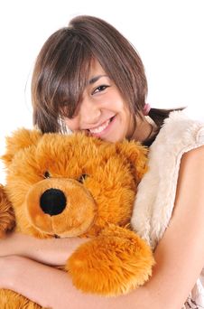 Girl With Teddy Bear Royalty Free Stock Photo Girl With Teddy Bear Royalty Free Stock Photo