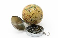 Compass And Globe Royalty Free Stock Photo Compass And Globe Royalty Free Stock Photo
