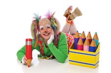 Clown With Pencils Royalty Free Stock Images