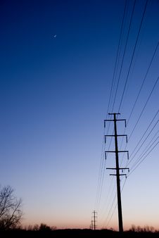 Electric Lines At Sunset Copyspace Stock Images Electric Lines At Sunset Copyspace Stock Images