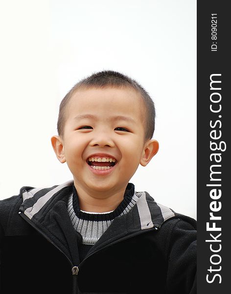 Cute Asian Boy with sweet smile over white background. Cute Asian Boy with sweet smile over white background