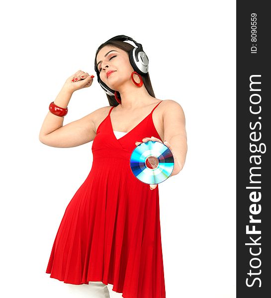 woman enjoying music