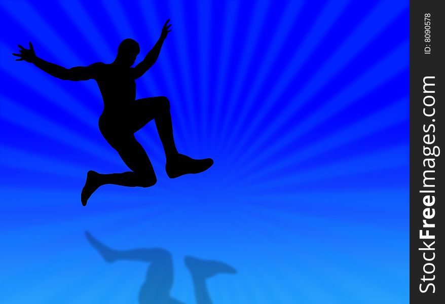 Sport man silhouette jumping on a colorful background. Sport man silhouette jumping on a colorful background