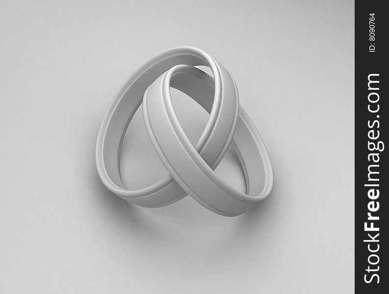 Two wedding ring on a grey background 3D. Two wedding ring on a grey background 3D