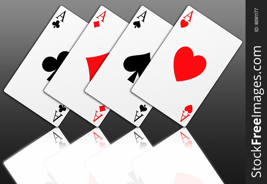 Illustration of the four aces signs of poker on black background. Illustration of the four aces signs of poker on black background