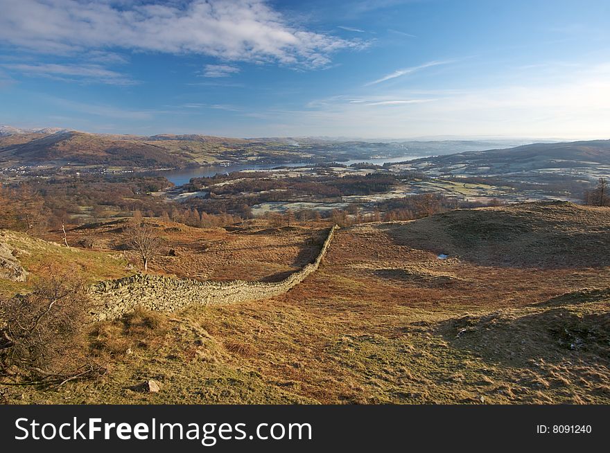 View to Coniston Water from Black Crag, Lake District, England