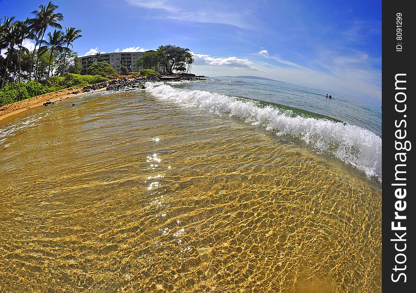 The view of a wave breaking from Kamehameha Beach in Kihei, Maui. The view of a wave breaking from Kamehameha Beach in Kihei, Maui.