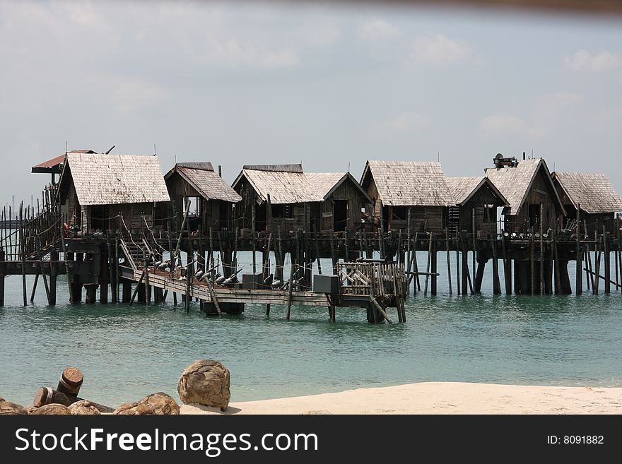 Hut by the beach outside singapore sentosa