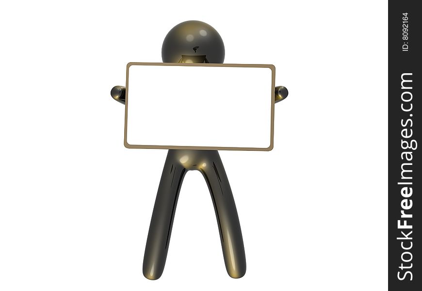 friend icon figure holding blank memo board