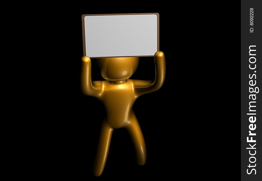 icon figure with blank message board 3d render