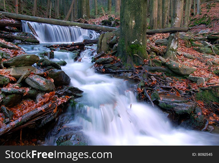 Autumn waterfall in bohemia