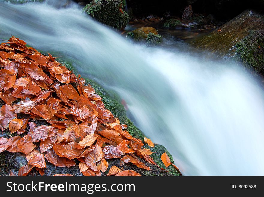 Autumn waterfall in bohemia