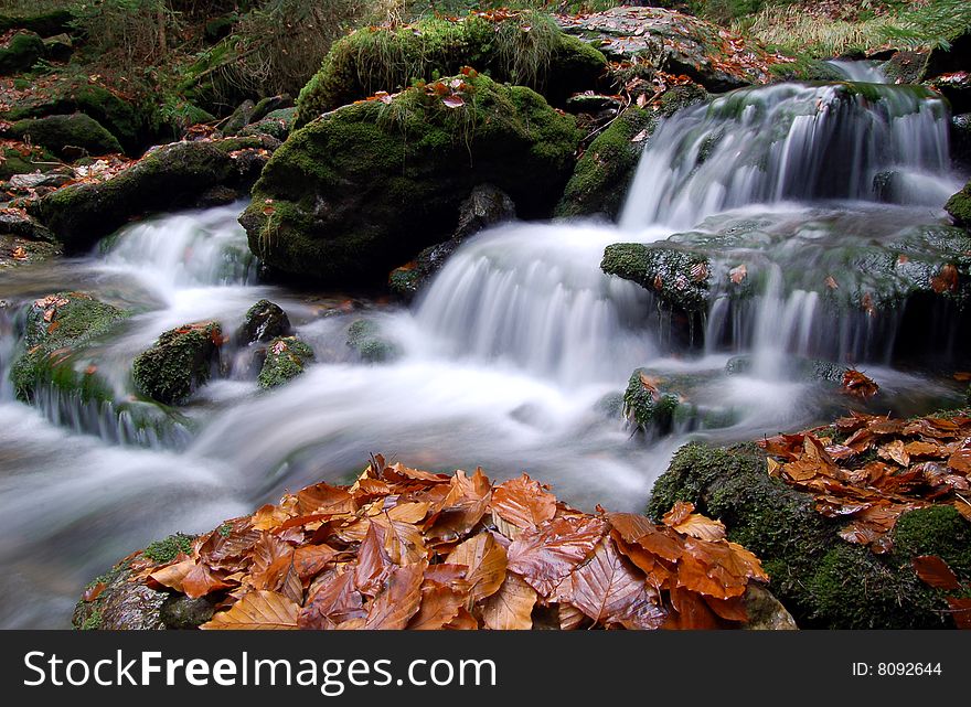 Autumn waterfall in bohemia