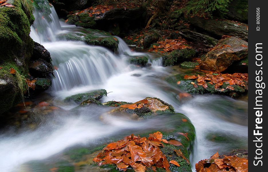 Autumn waterfall in bohemia