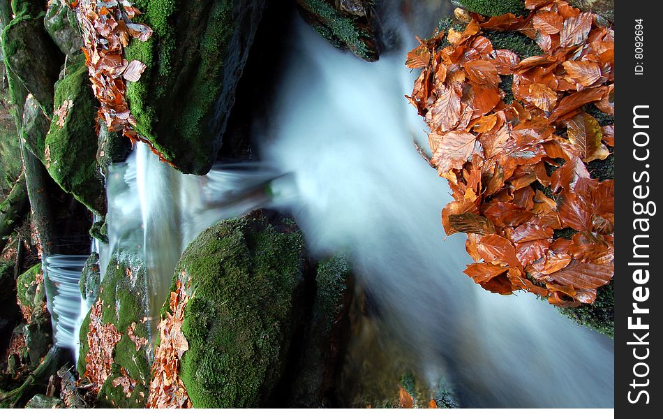 Autumn waterfall in bohemia