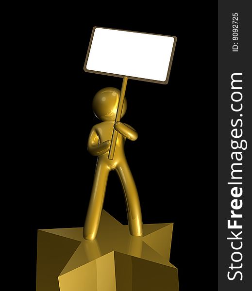 icon figure with blank message board 3d render