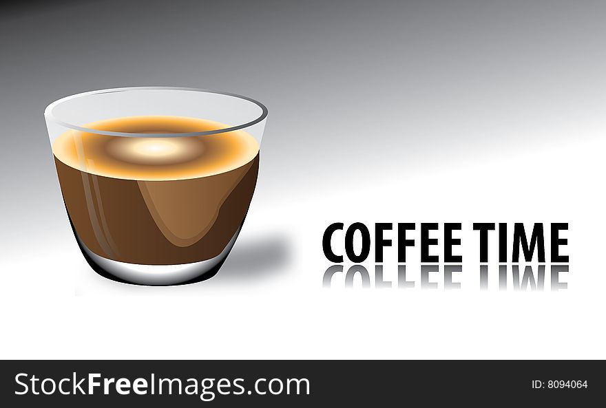 3D Coffee Cup With Coffee Time Message