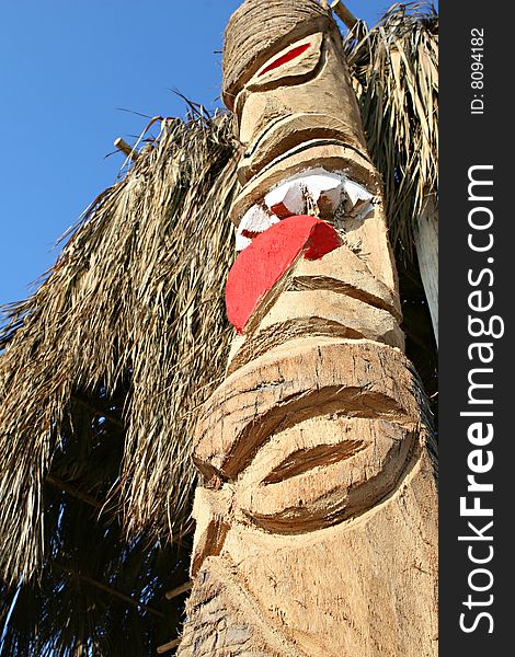 A wooden totem pole found on the beach in Huanchaco, Peru. A wooden totem pole found on the beach in Huanchaco, Peru