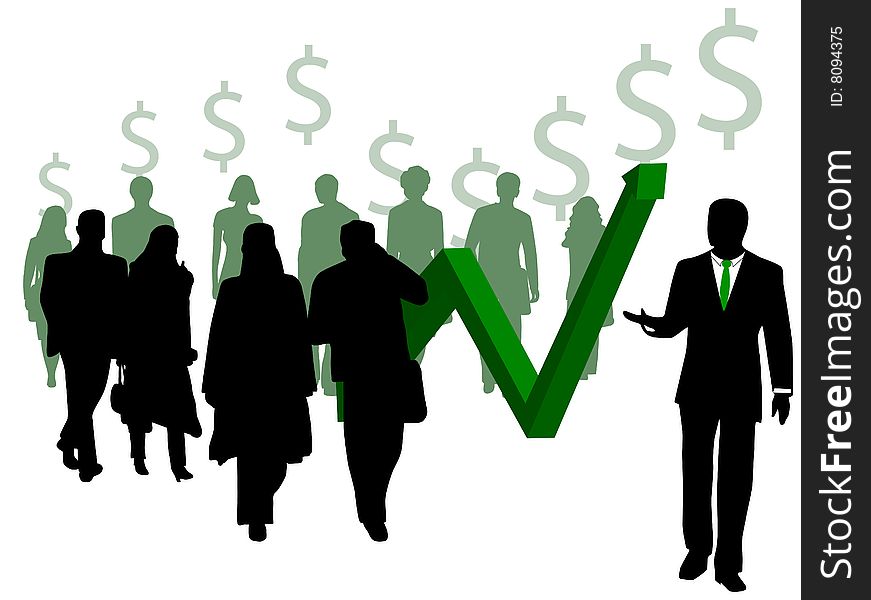 Illustration of business people, green