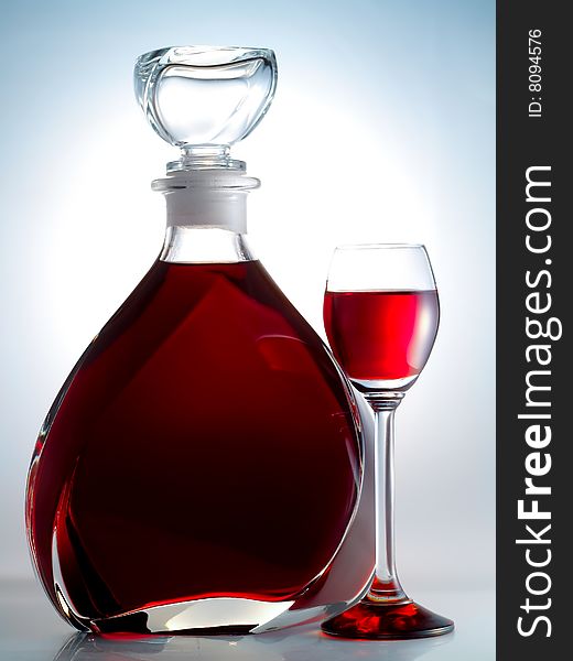 Decanter filled with red liquor