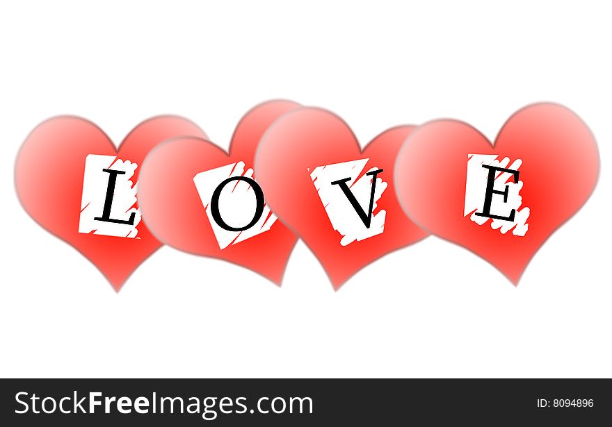 Red heart white background isolated