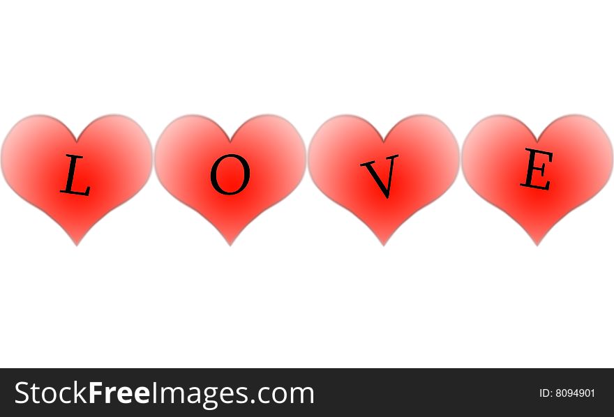 Red hearts white background isolated