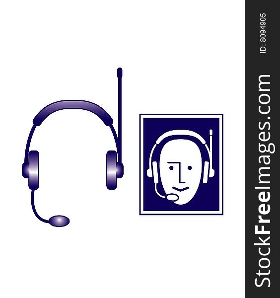 Headphone illustration with symbols and dots. Headphone illustration with symbols and dots