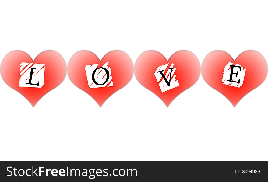 Red hearts white background isolated