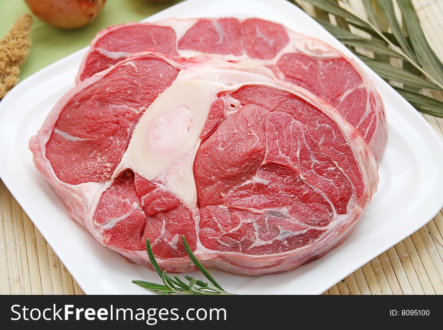 Fresh beef meat for cooking a soup