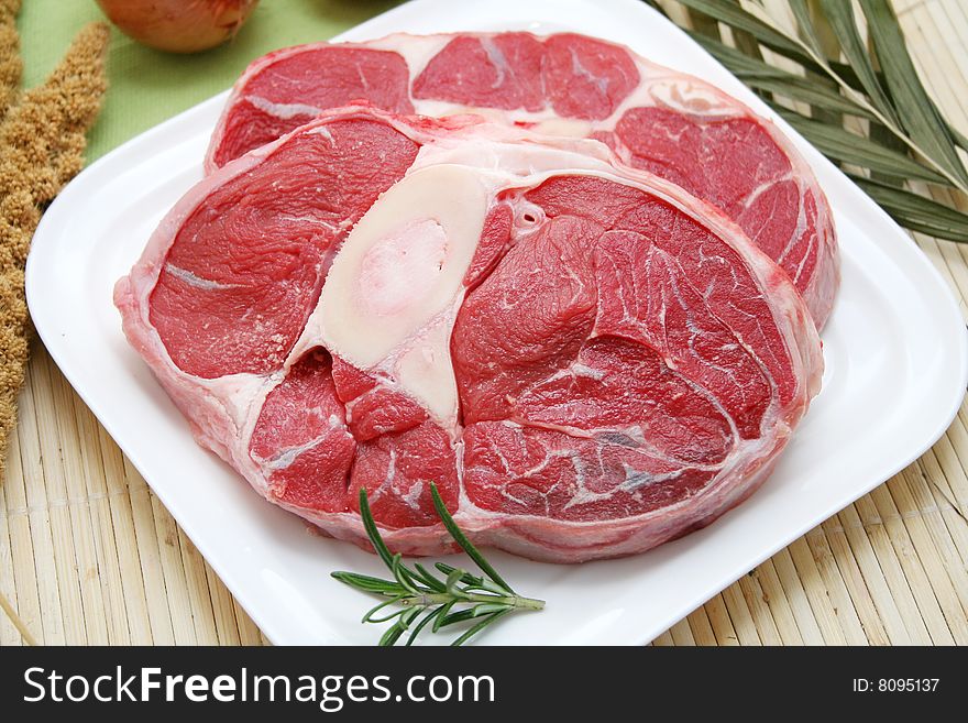Fresh beef meat for cooking a soup
