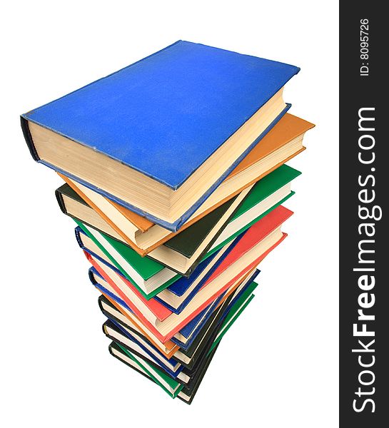 Stack of books isolated on white background