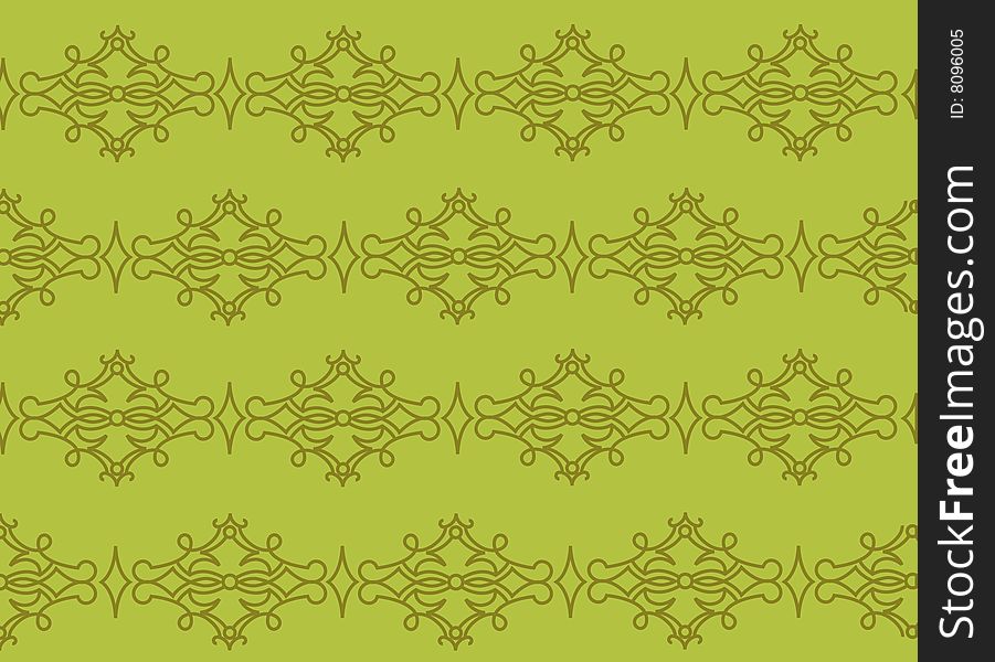 Green background with olive ornament. Green background with olive ornament