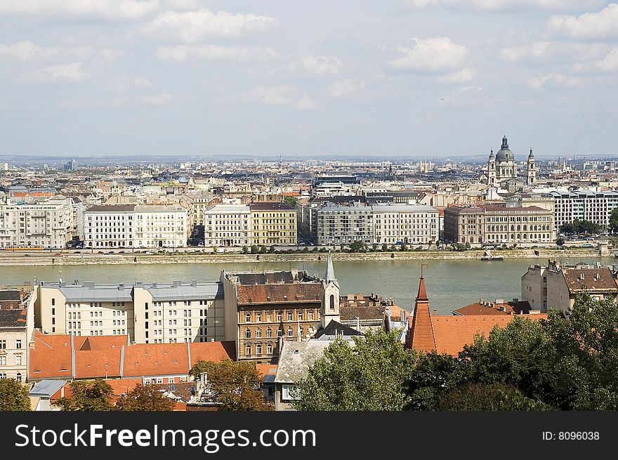 A view of the Chain Bridge of Budapest,  Hungary