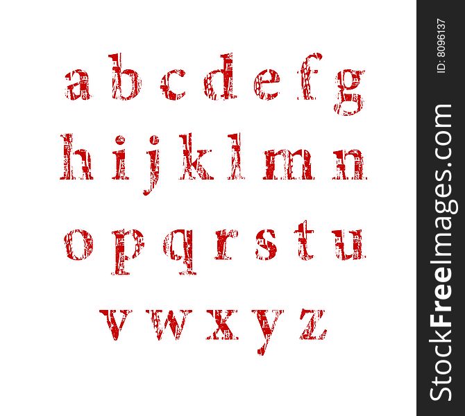 Alphabet lower case isolated on white