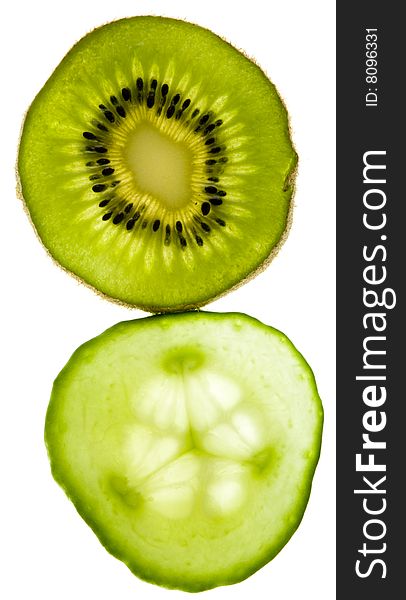 Close up of kiwi and cucumber. Close up of kiwi and cucumber