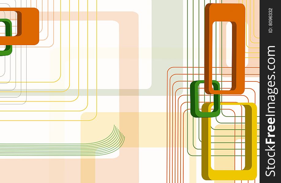 Abstraction from rectangles. Orange, yellow, green. Vector