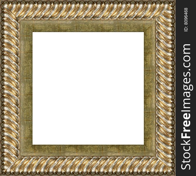 A picture gold frame on a white. A picture gold frame on a white