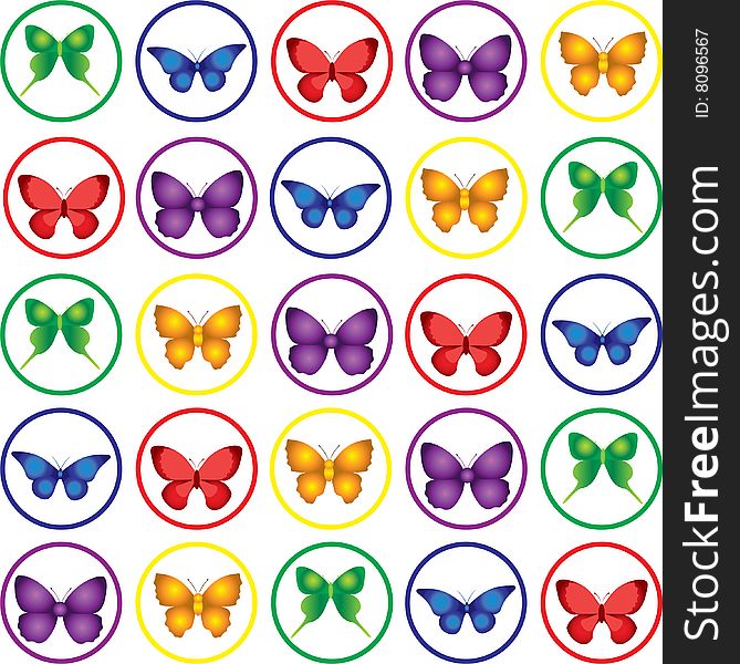 Vector illustrations with colorful butterflies repetition. Vector illustrations with colorful butterflies repetition.