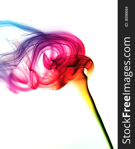 Colorful Rainbow Smoke isolated on white.