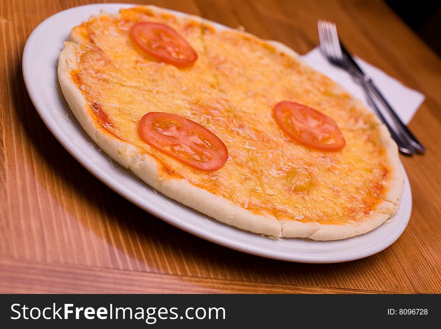 Close-up of pizza, selective focus