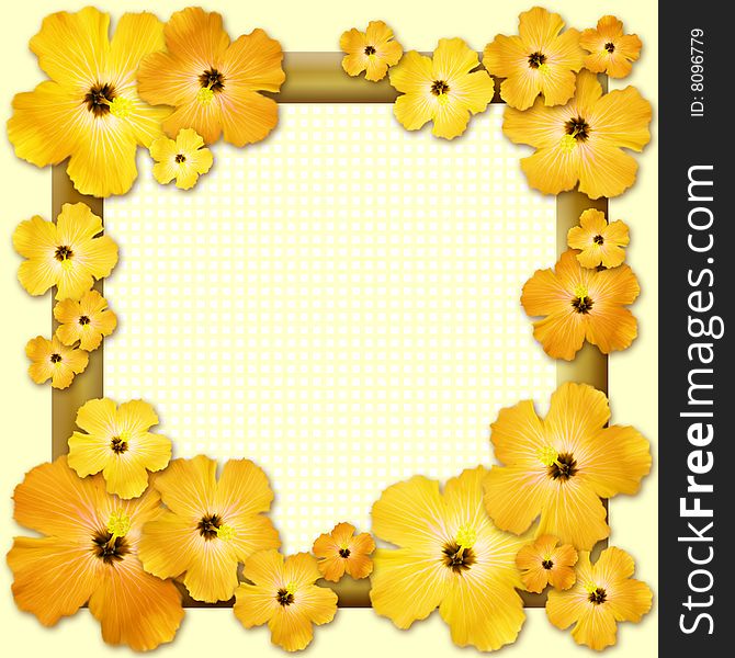 Hibiscus flowers framing square shaped image. 3 clipping paths included. Hibiscus flowers framing square shaped image. 3 clipping paths included