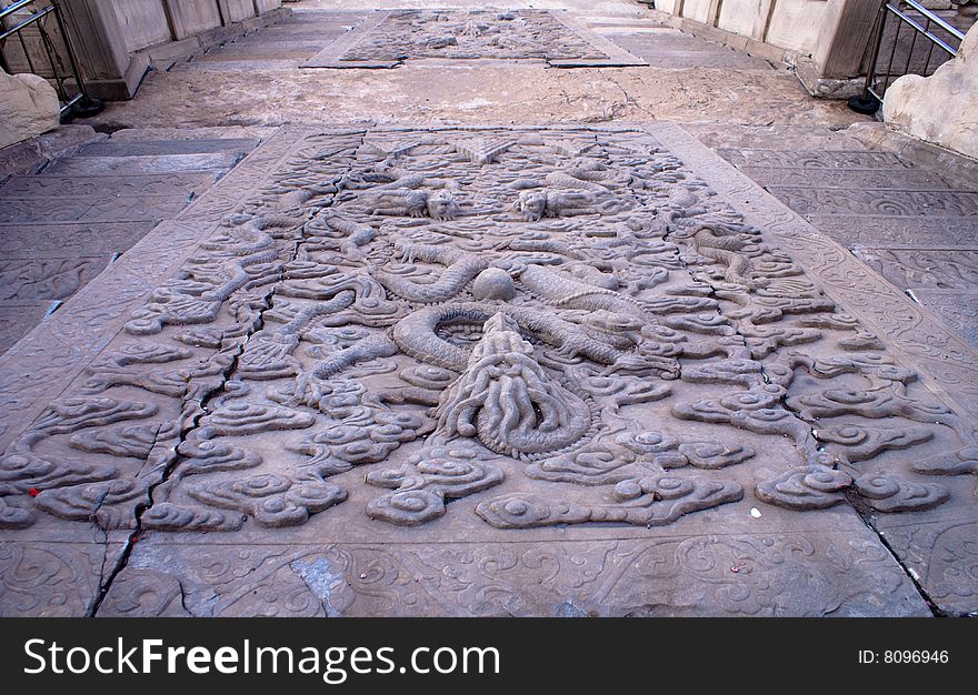 Large stone carving in beijing forbidden city