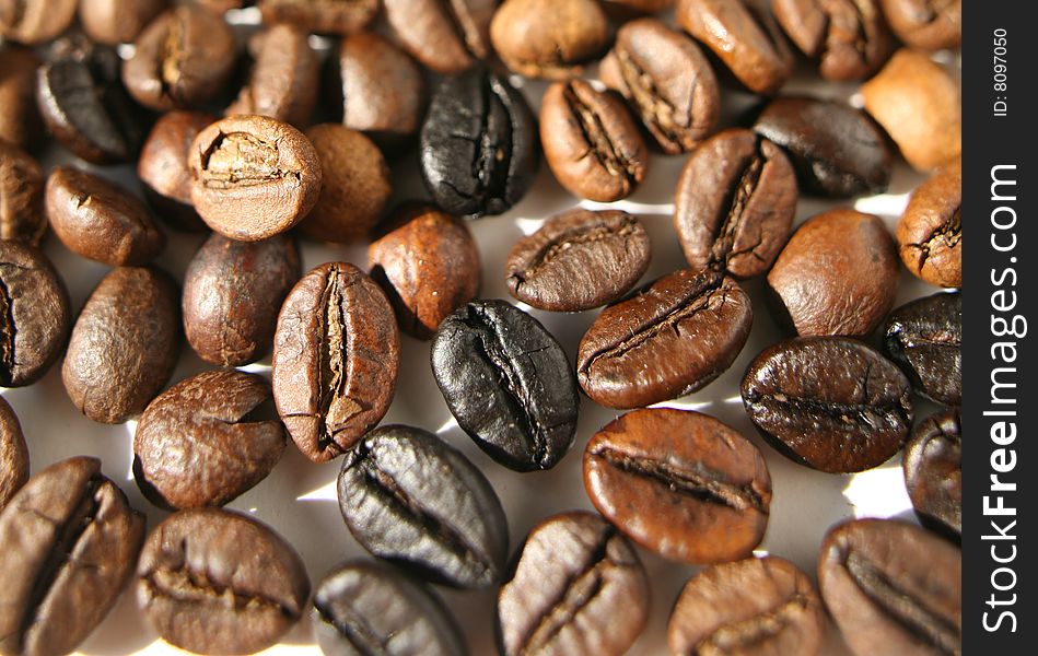 Abstract coffee beans close up background