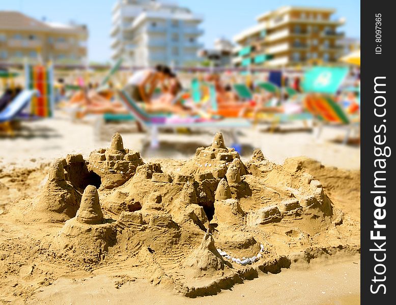 City constructed on a beach from sand. City constructed on a beach from sand